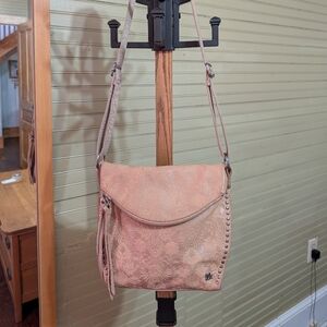 The Sak Elegant Embossed Leather Tan Crossbody Bag Purse
